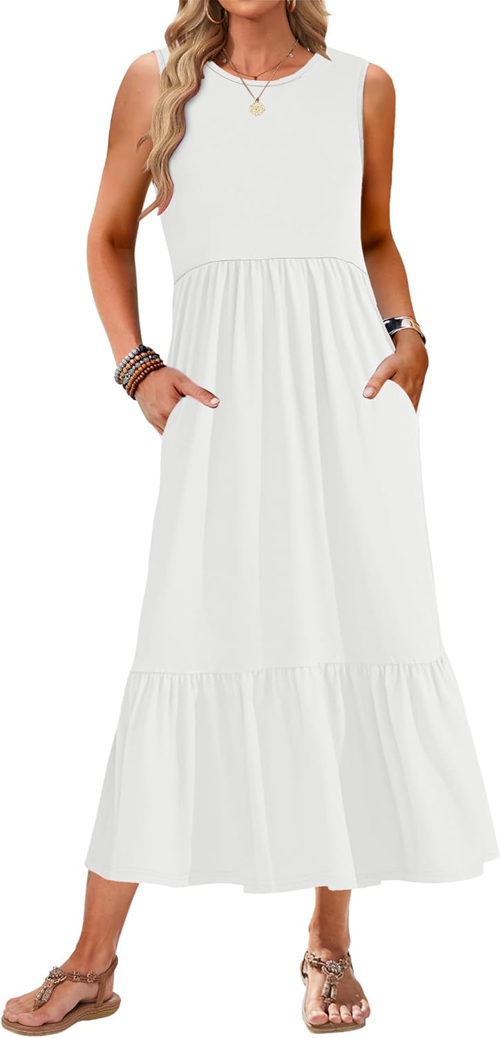 AUSELILY Womens Summer Dresses 2025 Sleeveless Maxi Dress