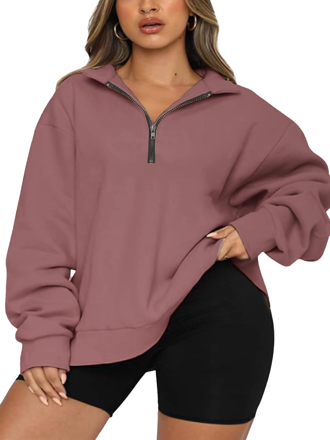 Oversized Half Zip Hoodie - Y2K Style Sensation