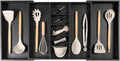 Black Bamboo Adjustable Kitchen Drawer Organizer 19-33 in - Expandable
