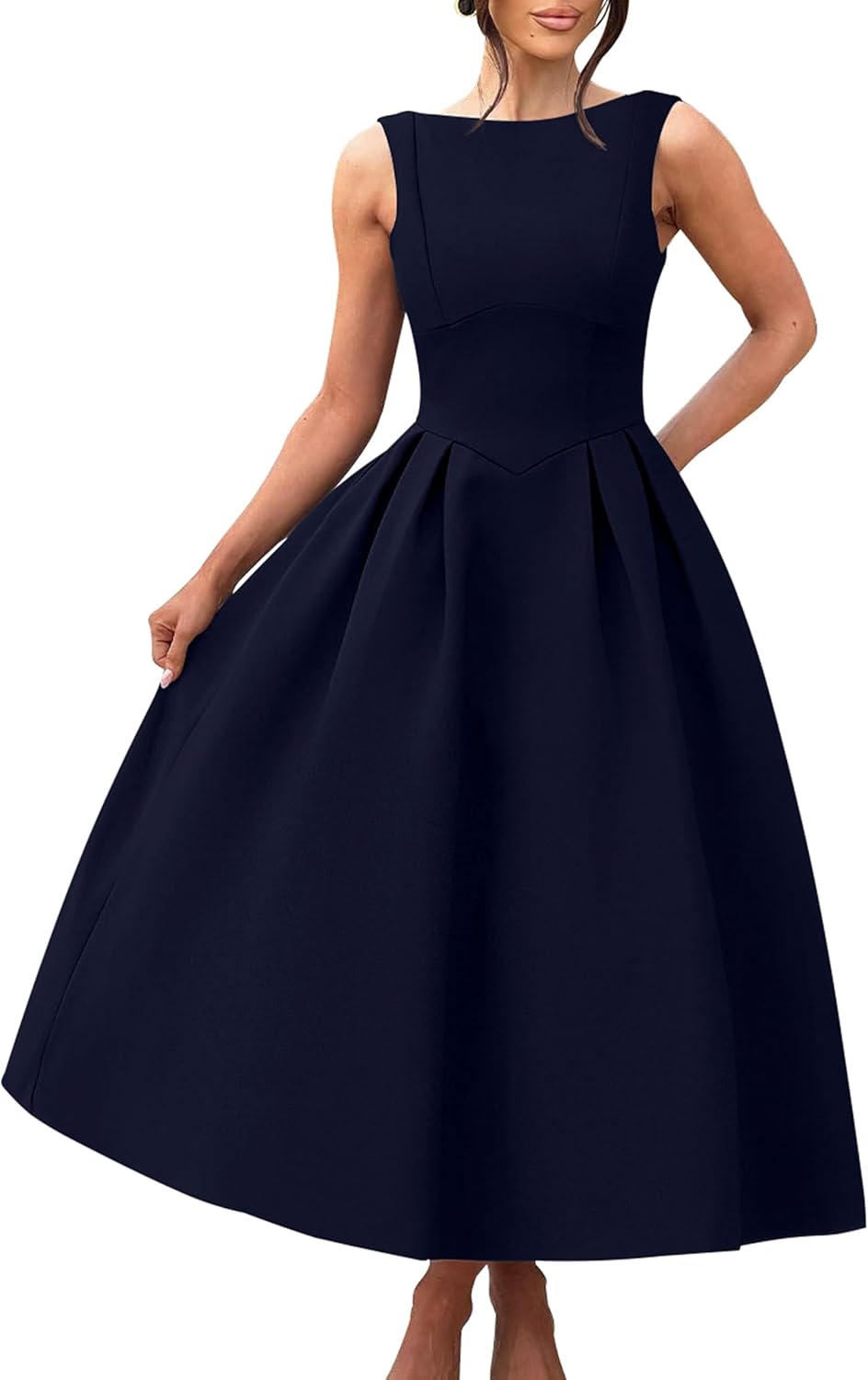 Elegant Sleeveless Backless A Line Evening Party Dress for Women
