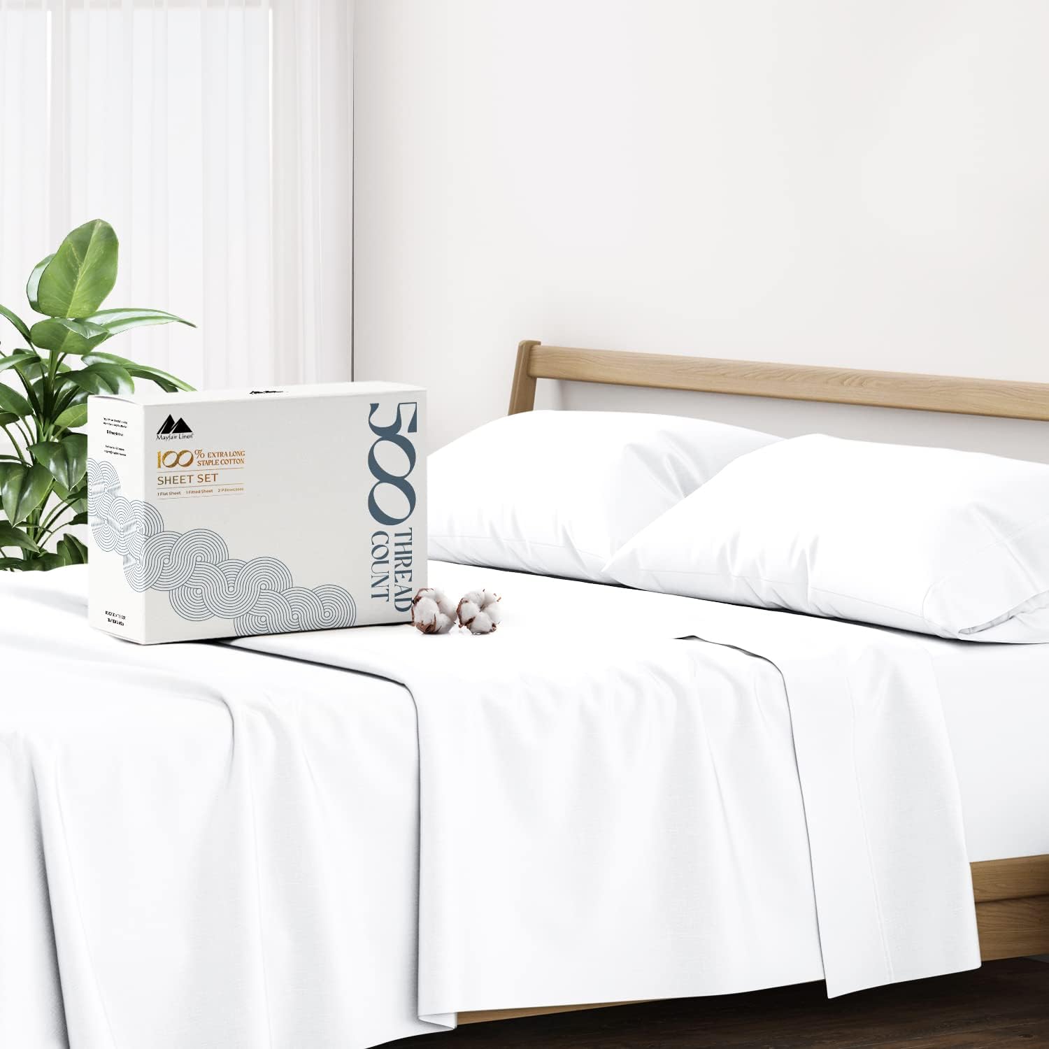 Mayfair Linen 100% Cotton King Size Sheets Set for Ultimate Comfort