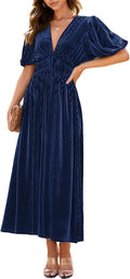 Velvet Maxi Dress for Women - Luxe Plunge Neck Evening Gown