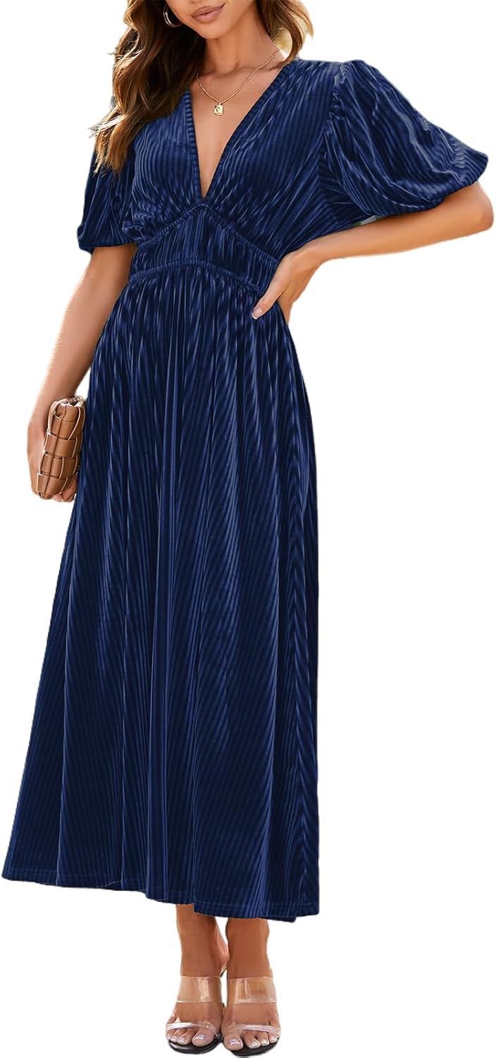Women's Velvet Maxi Dress for Wedding Guests - Elegant Style