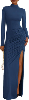 Elegant Long Sleeve Mock Neck Maxi Dress for Women by BTFBM