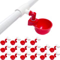Chicken Water Cups for PVC with Tee (16 Pack) - No Leak PVC Waterer