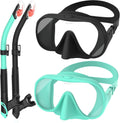 Dry Snorkel Set Full Silicone Seal Mask - Panoramic View for Adults