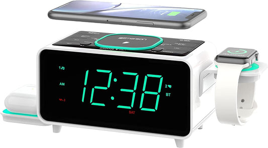 Emerson Smartset Dual Alarm Clock with Wireless Charging & Bluetooth