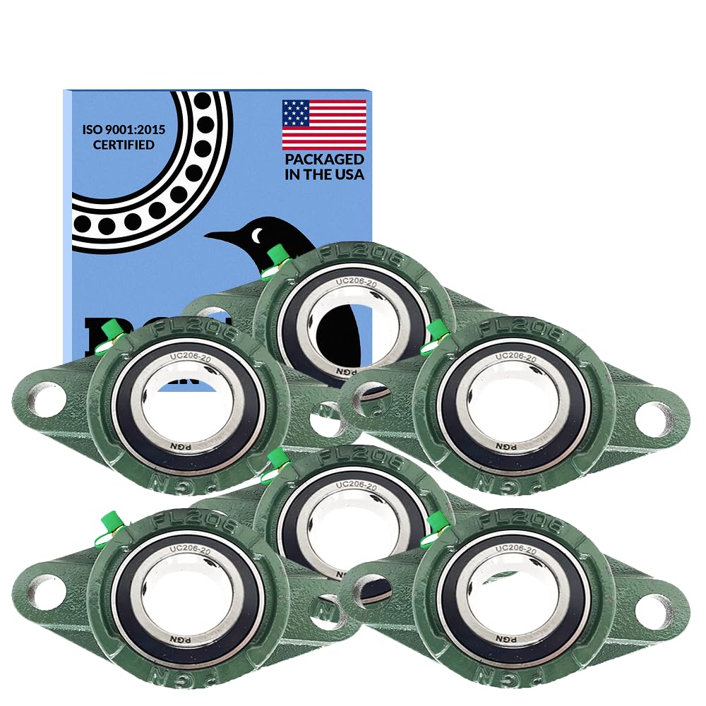 PGN UCFL206-20 Pillow Block Bearing - Durable Chrome Steel Bearings