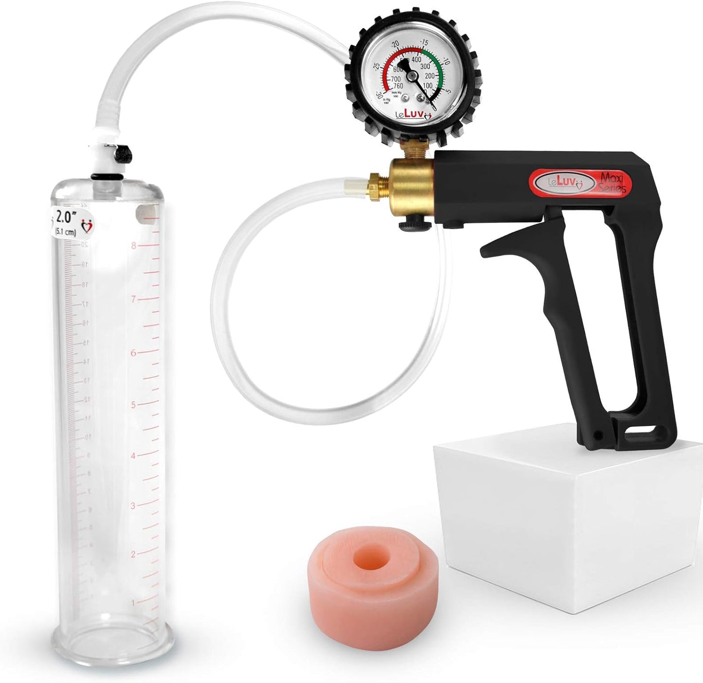 LeLuv Penis Pump Maxi Black Handle with Silicone Donut Seal