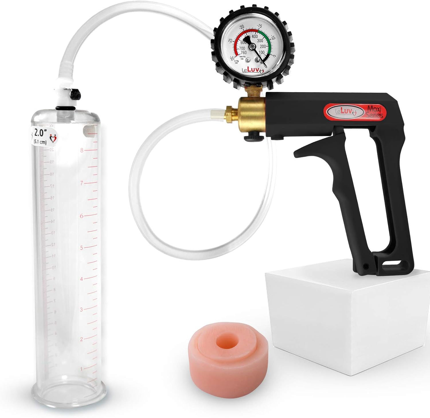 LeLuv Penis Pump Maxi Black Handle with Silicone Donut Seal