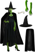 5 Pcs Women's Witch Costume for Halloween with Cape and Hat