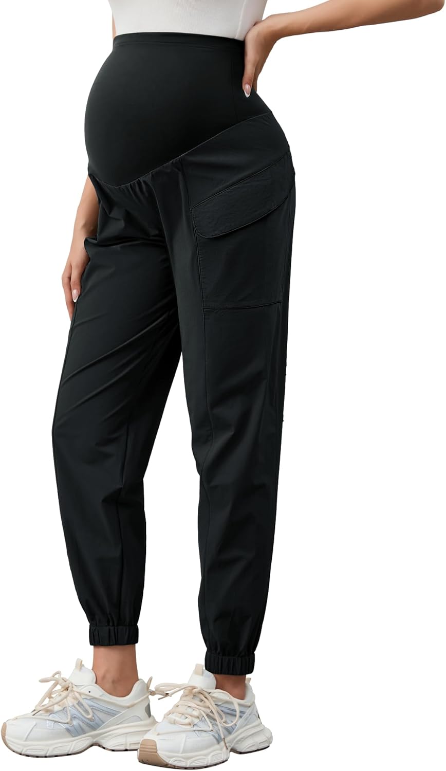 PACBREEZE Women's Maternity Cargo Joggers for Active Moms