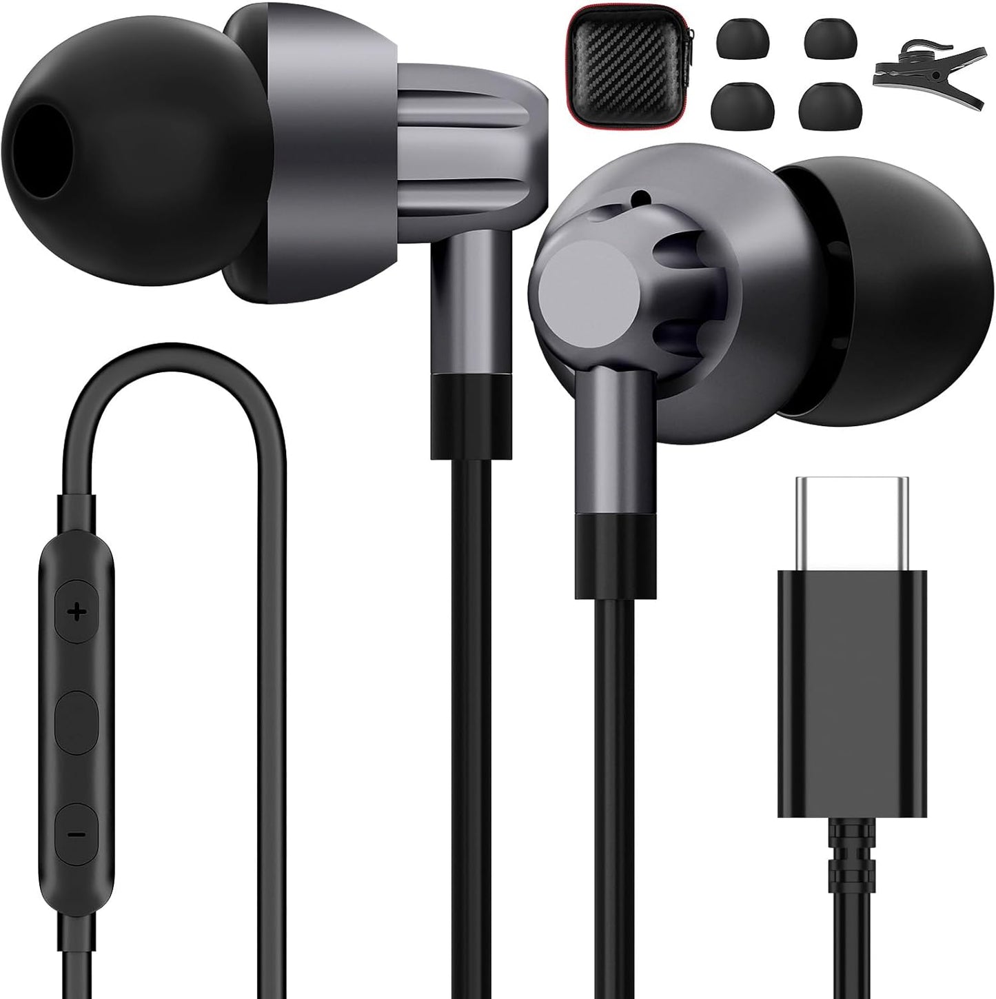 Noise-Canceling USB C Earbuds - Crystal Clear Sound