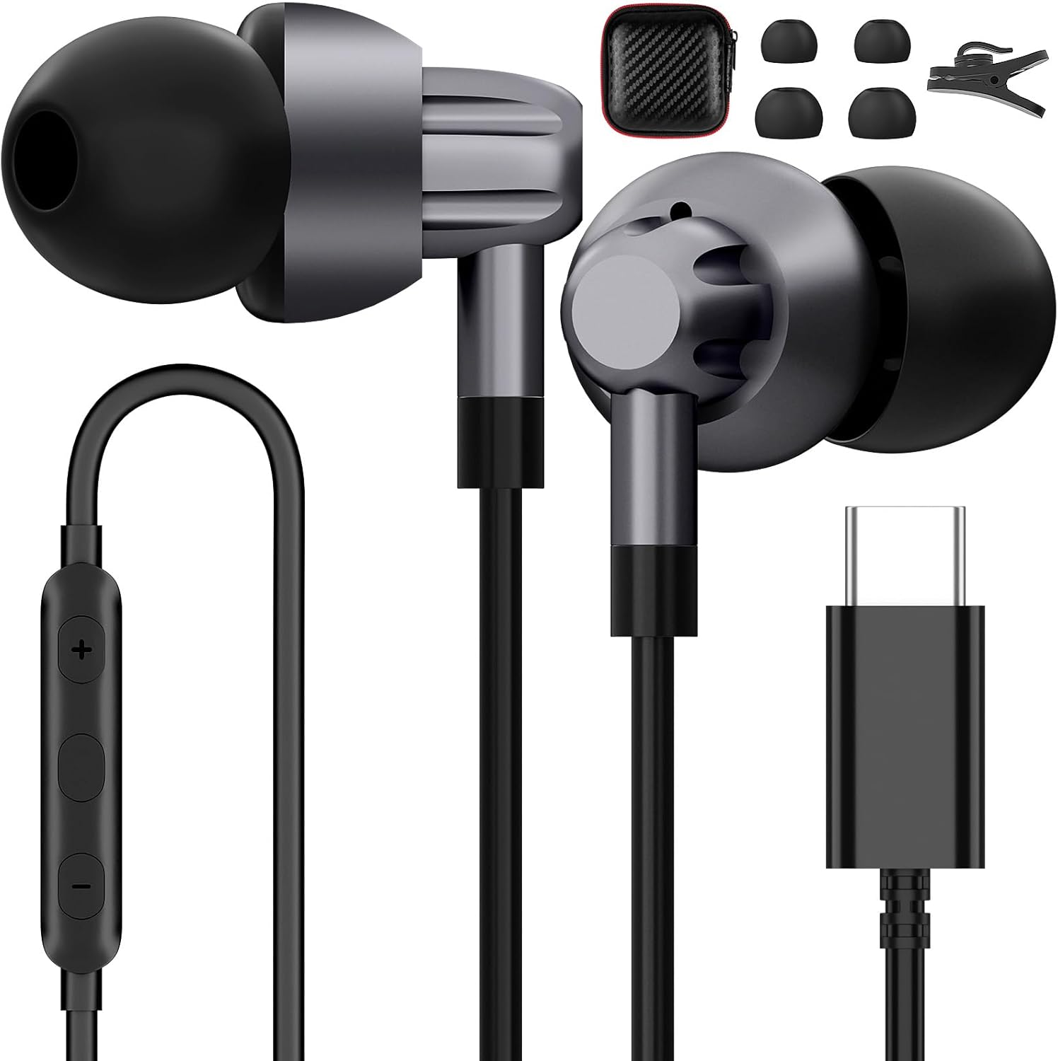 Noise-Canceling USB C Earbuds - Crystal Clear Sound