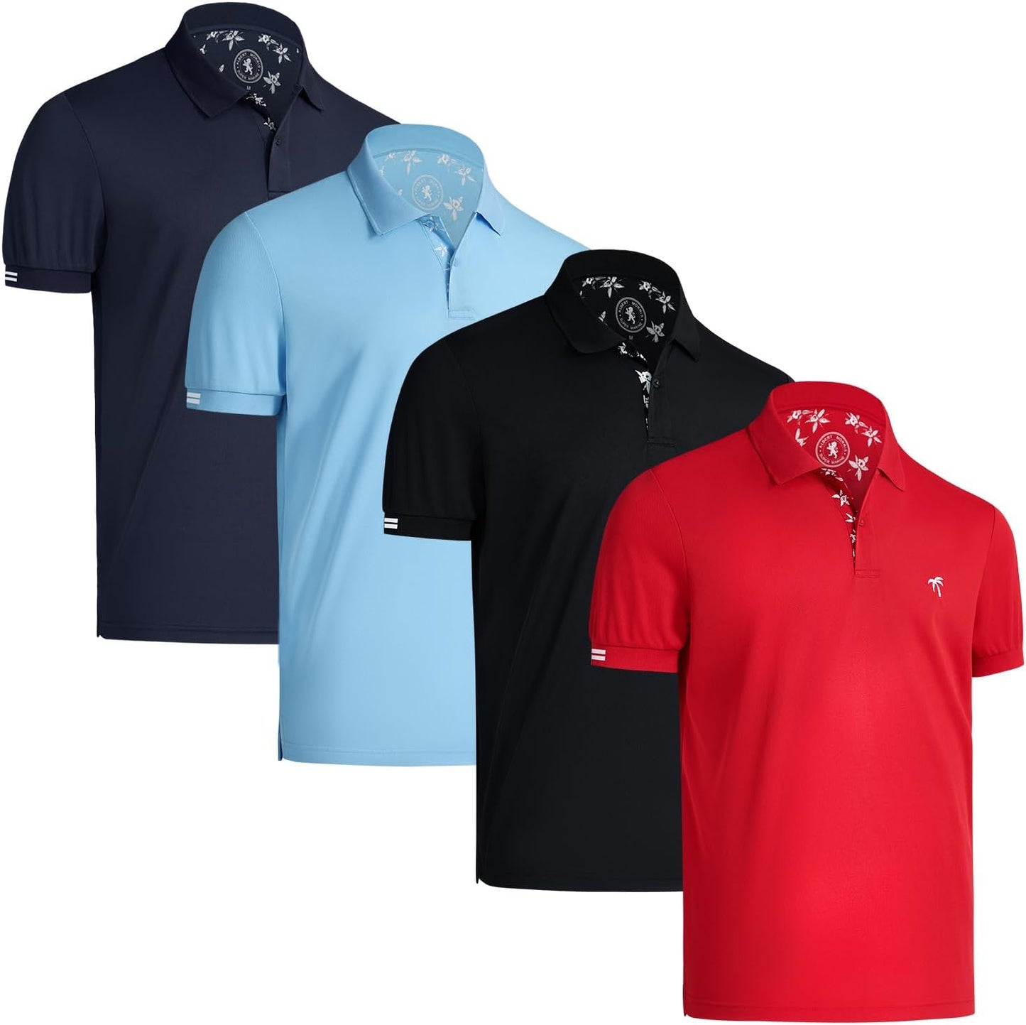 Stylish Albert Morris Mens Striped Short Sleeve Polo Shirts 4 Pack