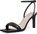 Black Heels for Women Square Open Toe Strappy High Heels - 8cm
