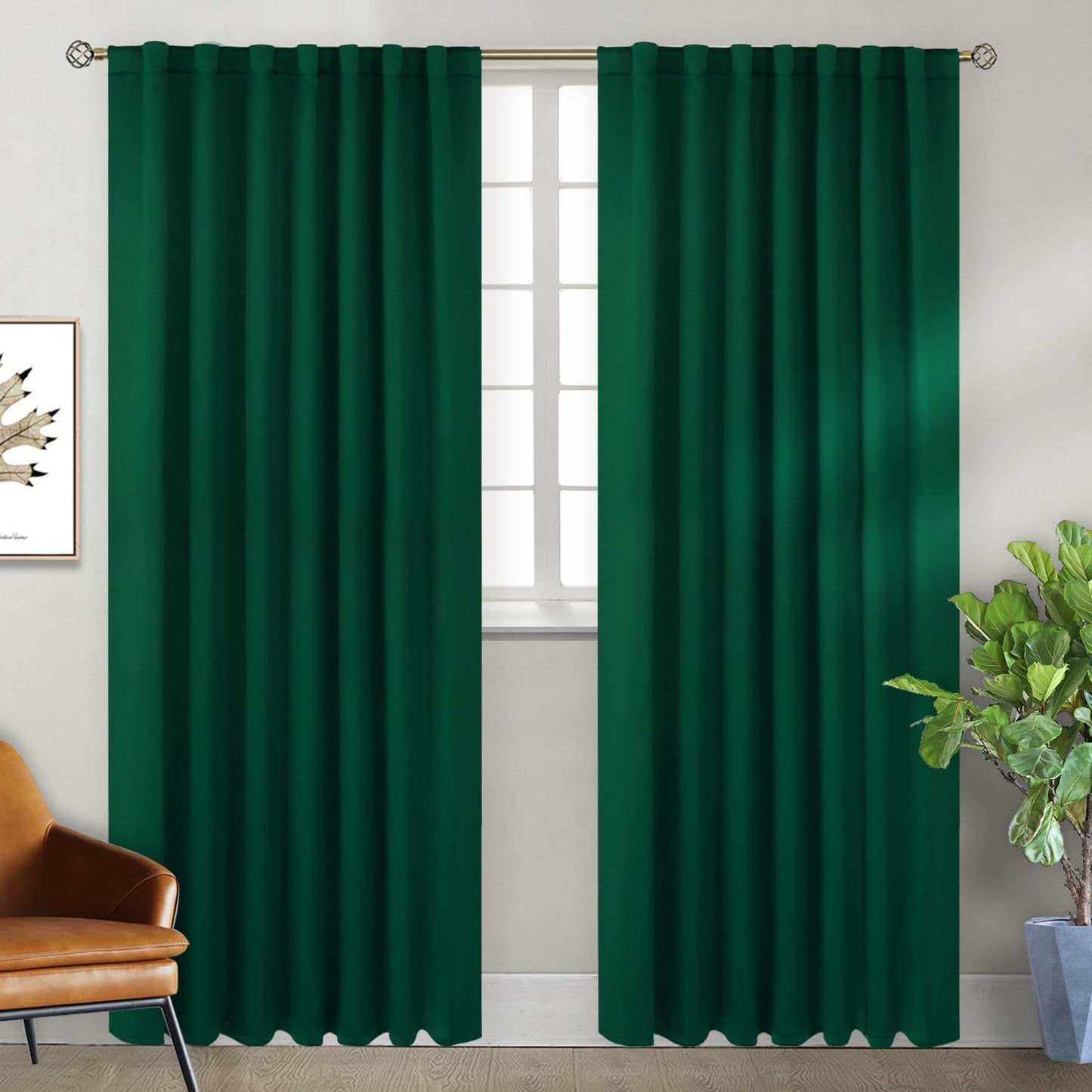 BGment Wide Christmas Emerald Blackout Curtains for Home