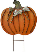 Metal Pumpkin Yard Stake 26in Fall Garden Sign - Realistic Outdoor