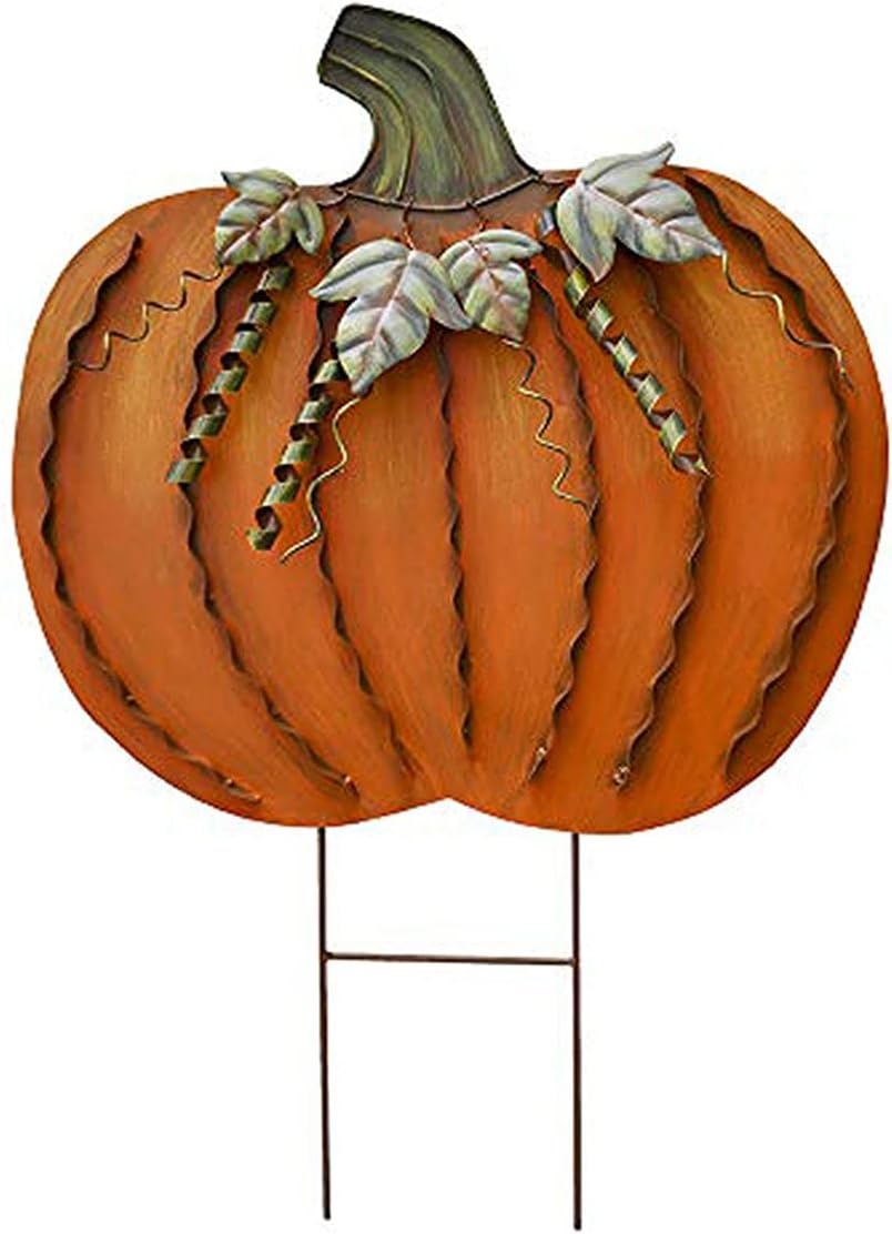 Linfevisi Metal Pumpkin Stakes for Festive Fall Garden Decor