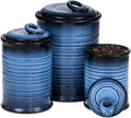 Food Storage Jar Set - Ceramic Airtight Canisters Set of 3 (Blue