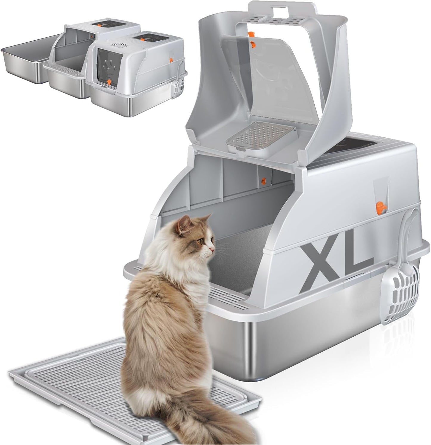 Stainless Steel Cat Litter Box with Lid for Easy Cleaning