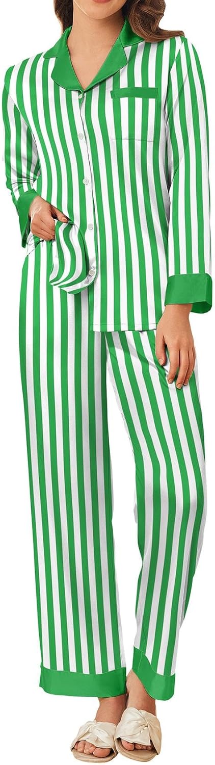 Ekouaer Silk Pajamas for Women Long Sleeve Satin Pajama Set