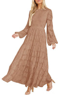 Women's Elegant Floral Smocked A-Line Maxi Dress - Flowy Tiered Style