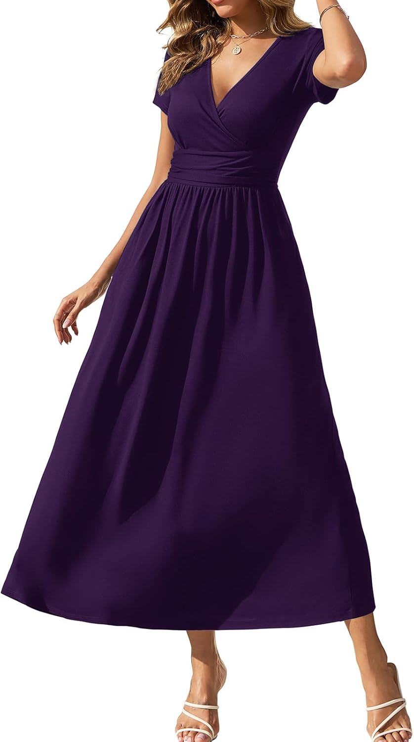 Gracyoga Women's Summer Dresses 2025 Casual V Neck Maxi Dress