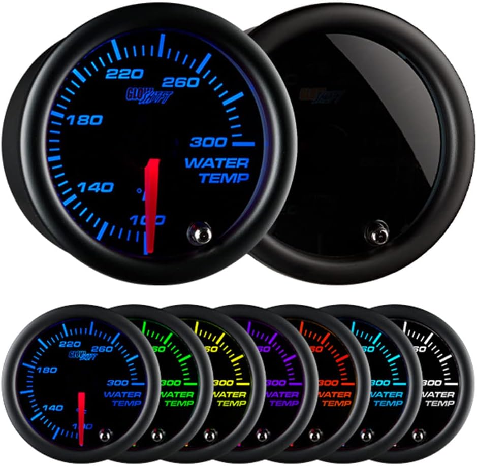 GlowShift Tinted 7 Color Water Coolant Temperature Gauge Kit