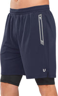Men's 2 in 1 Running Shorts with Liner - Secure Zipper Pockets