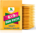 Kraft Bubble Mailers 500 Pack #0 6in x 9in - Durable Padded Envelopes