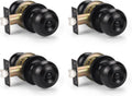 KNOBWELL 4 Pack Black Door Knob for Privacy in Bedrooms & Baths