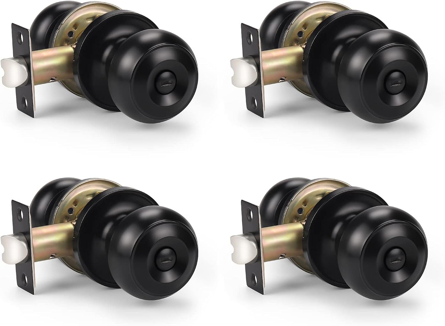 KNOBWELL 4 Pack Black Door Knob for Privacy in Bedrooms & Baths