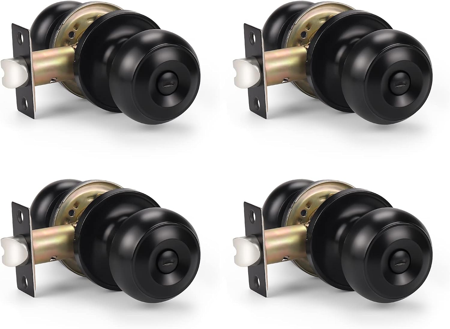 KNOBWELL 4 Pack Black Door Knob for Privacy in Bedrooms & Baths