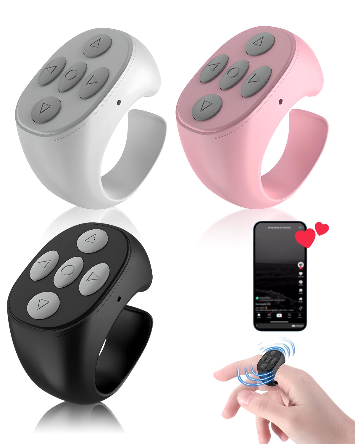 Wireless Bluetooth Remote Control Ring for Effortless Scrolling
