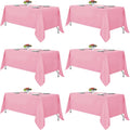 Fitable Pink Rectangle Tablecloths for 6 ft Tables - 6 Pack