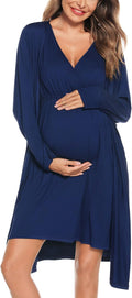 SWOMOG Women Maternity Nursing Gown and Robe Set - Comfortable Shirts