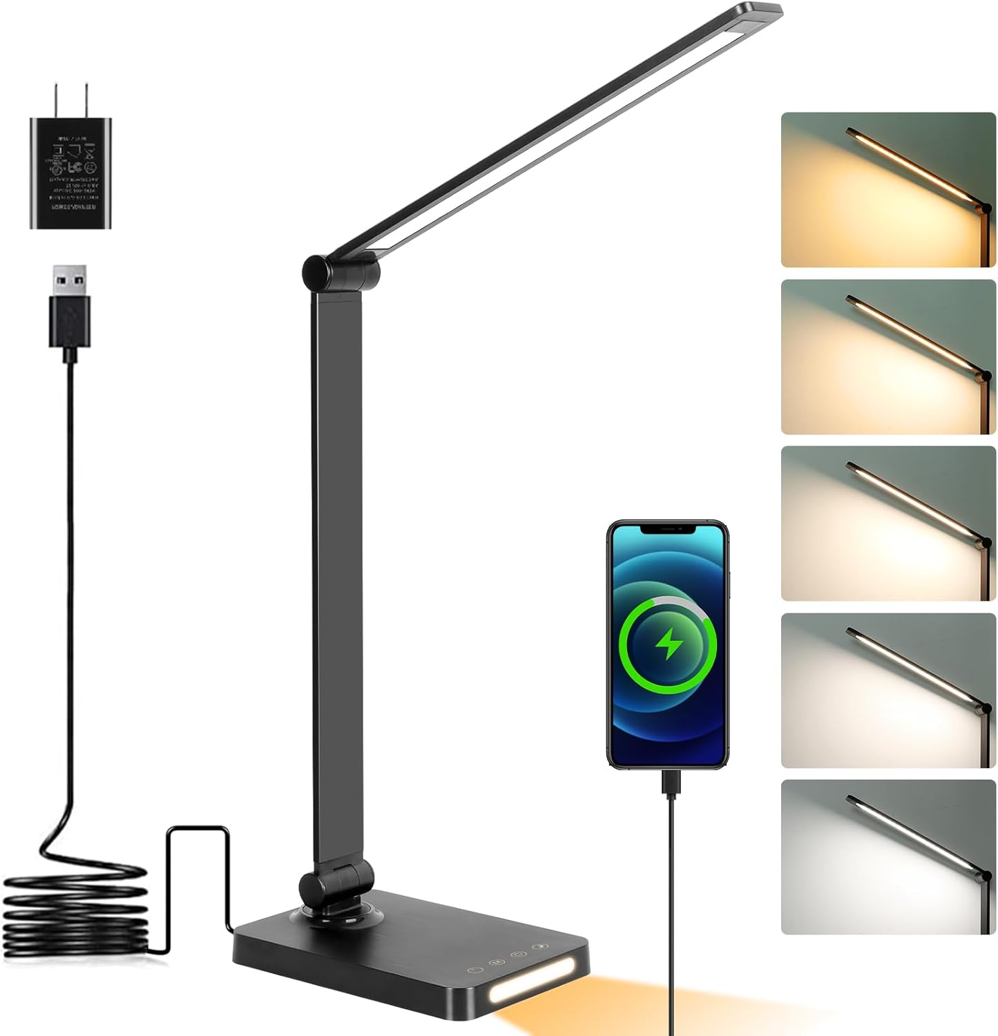 Dott Arts LED Desk Lamp: 5 Color Modes, USB Ports