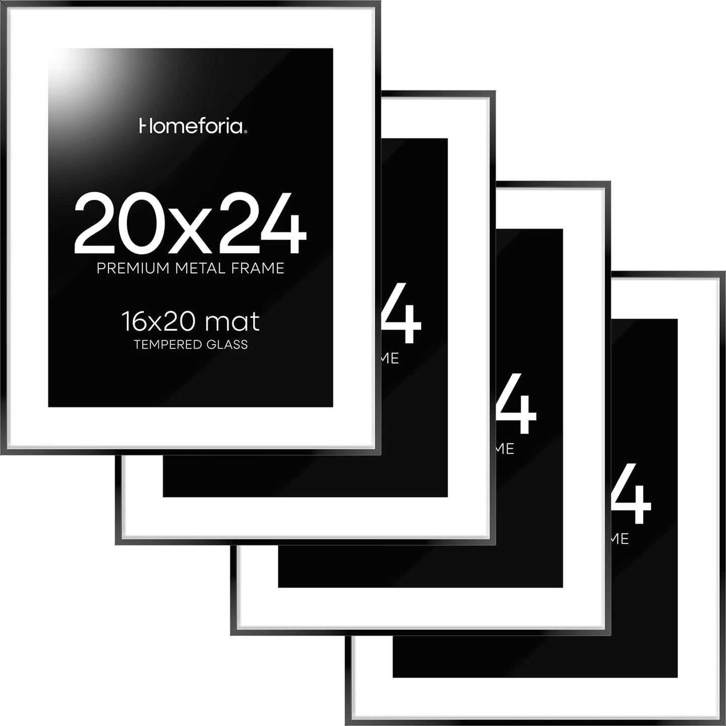 20x24 Picture Frame Black - High End Metal Frame Set of 4