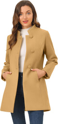 Women's Mid-Long Winter Overcoat Stand Collar - Classic H-Line Fit