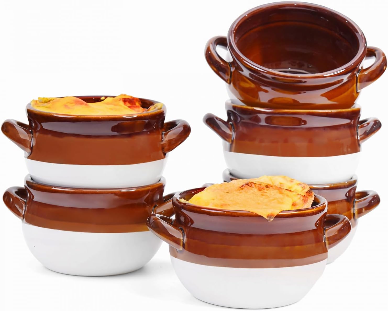 16 Oz Ceramic French Onion Soup Bowls with Handles for Easy Use