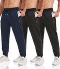 3 Pack Sweatpants for Men Tapered Joggers with Zip (Style GWT7)