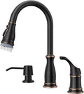 APPASO 3 Hole Kitchen Faucet Bronze with Pull Down Sprayer - Practical