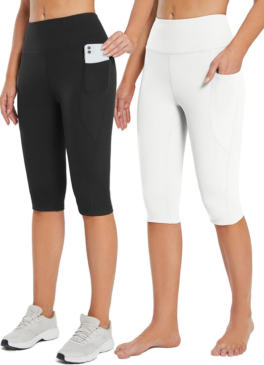 Baleaf Women's Capri Leggings with Pockets for Yoga and Workout