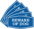 Beware of Dog Wall or Door Sign - Durable Plastic 5 Pack