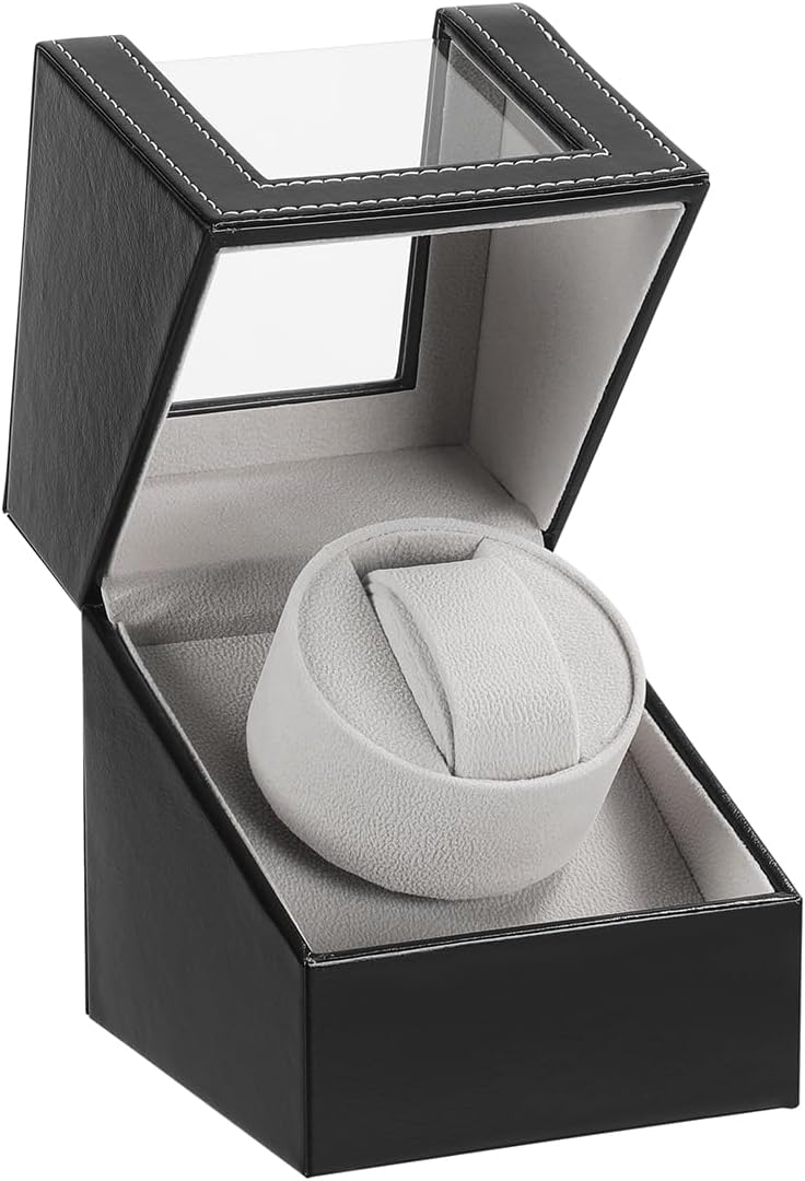 Premium Leather Single Watch Winder, Quiet Motor