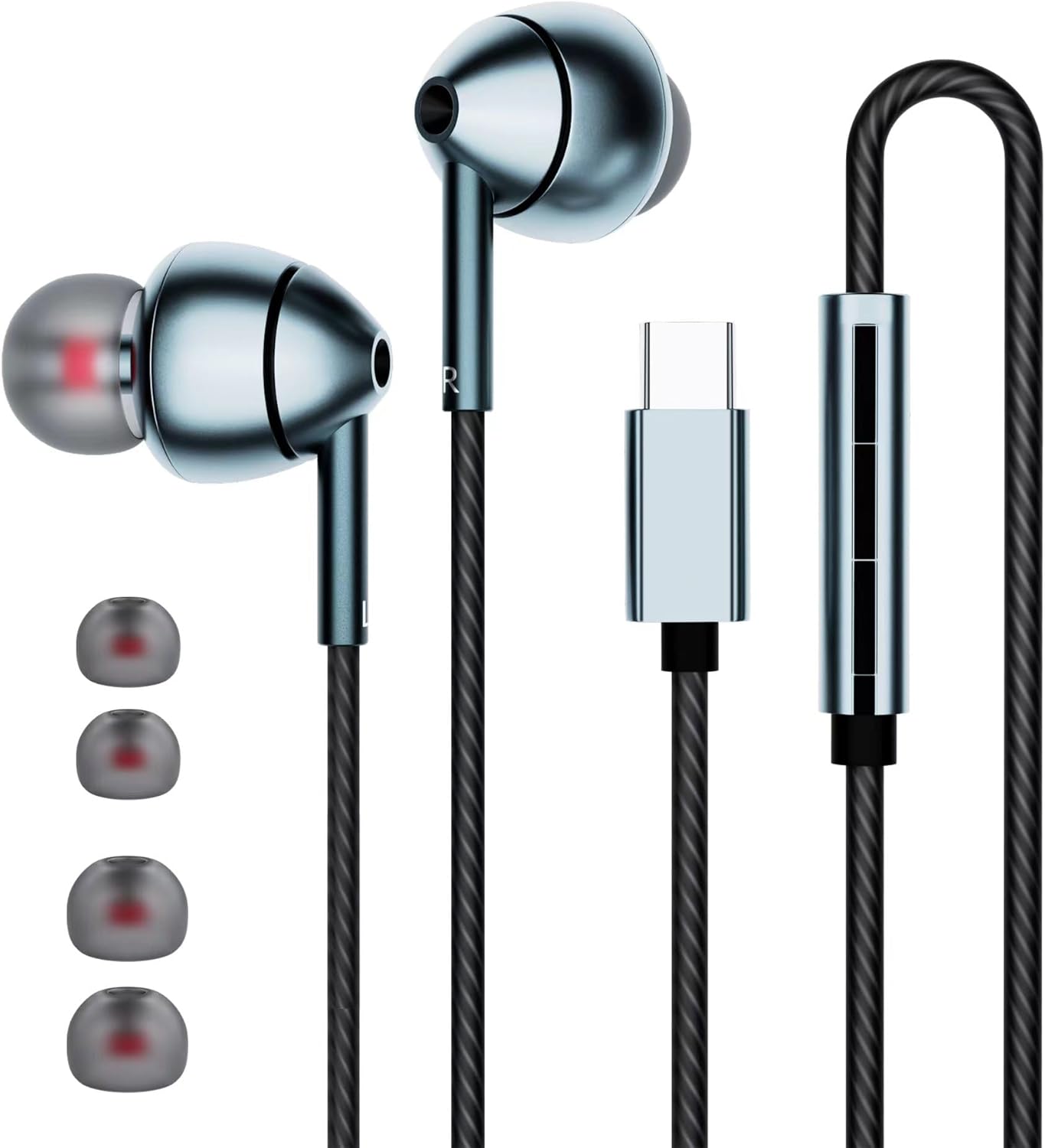 MAXAUX USB C Earbuds: Noise Canceling & Bass Boost for Samsung, iPhone, Pixel