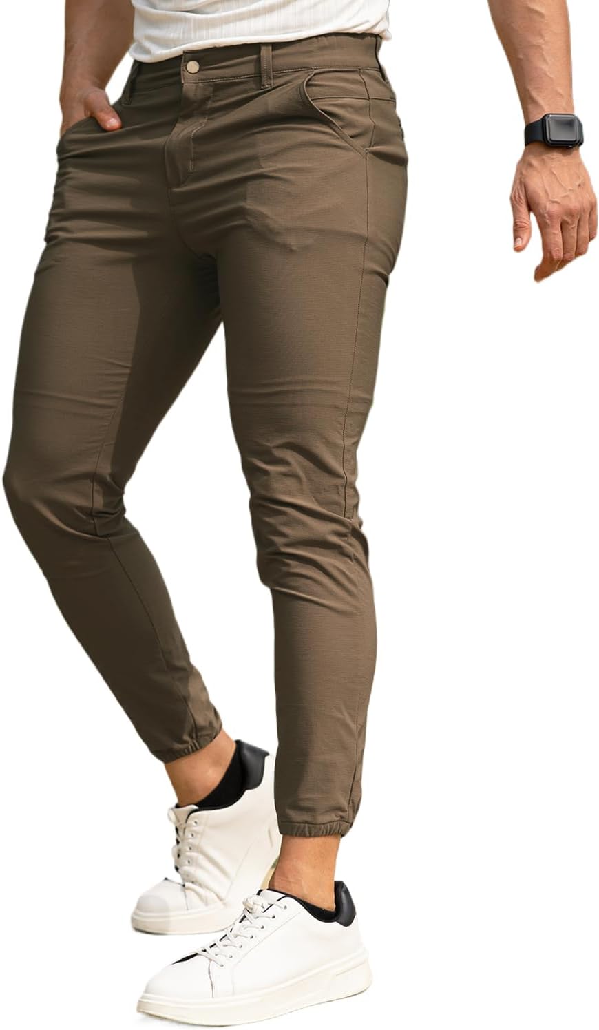 Men's 4-Way Stretch Slim Tapered Fit Golf Joggers for Comfort