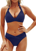 Yonique Women Two Piece Push Up Bikini Set - Vintage Halter Swimwear 2