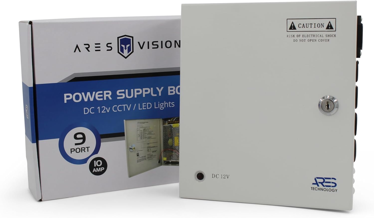 ARES VISION 9-Ch 10A 12V DC Power Supply Box for CCTV & LED, Individually Fused + Bonus Tools